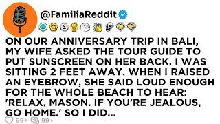 ON OUR ANNIVERSARY TRIP IN BALI, MY WIFE ASKED THE TOUR GUIDE TO PUT SUNSCREEN ON HER BACK. I WAS...