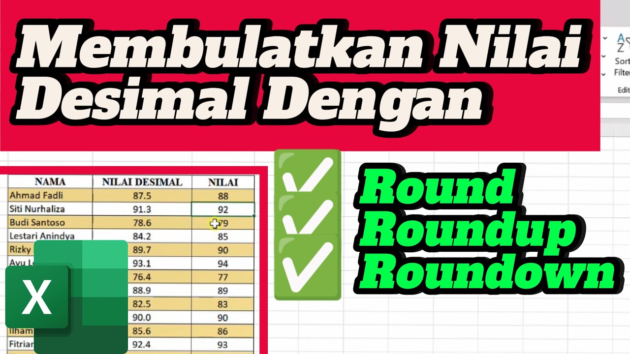 Rumus Rounded Design Rumus ROUND, ROUNDUP, dan ROUNDDOWN Excel Cara Membulatkan Angka ...