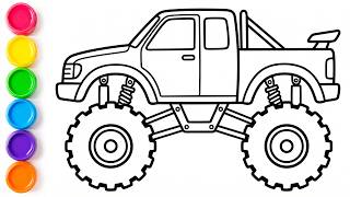 How to Draw a Monster Truck for Kids Coloring Page for Kids Easy Step By Step Monster Truck
