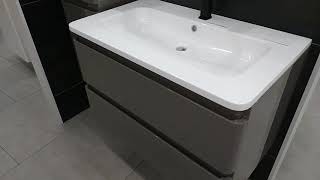 Devit FLY 0021120G тумба 80 з раковиною сірий колір Devit UP 81X11120B високий змішувач