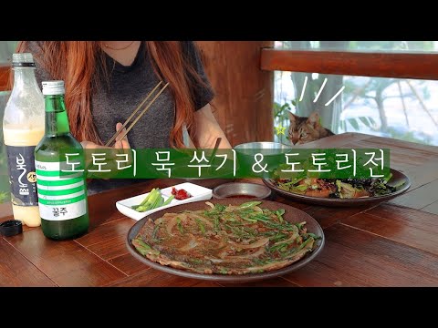 40대 싱글녀 시골일상 도토리 묵 쑤어서 꿀주랑 혼술 ( ft. 불혹이 훨씬 지났지만 긴머리 못 자르는 이유 )