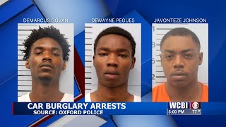 Oxford police make 3 arrests in investigation of dozens of car burglaries