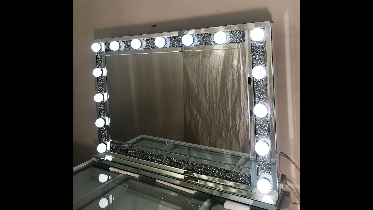 Hollywood Mirror Crushed Diamond Vanity Table Mirror YouTube