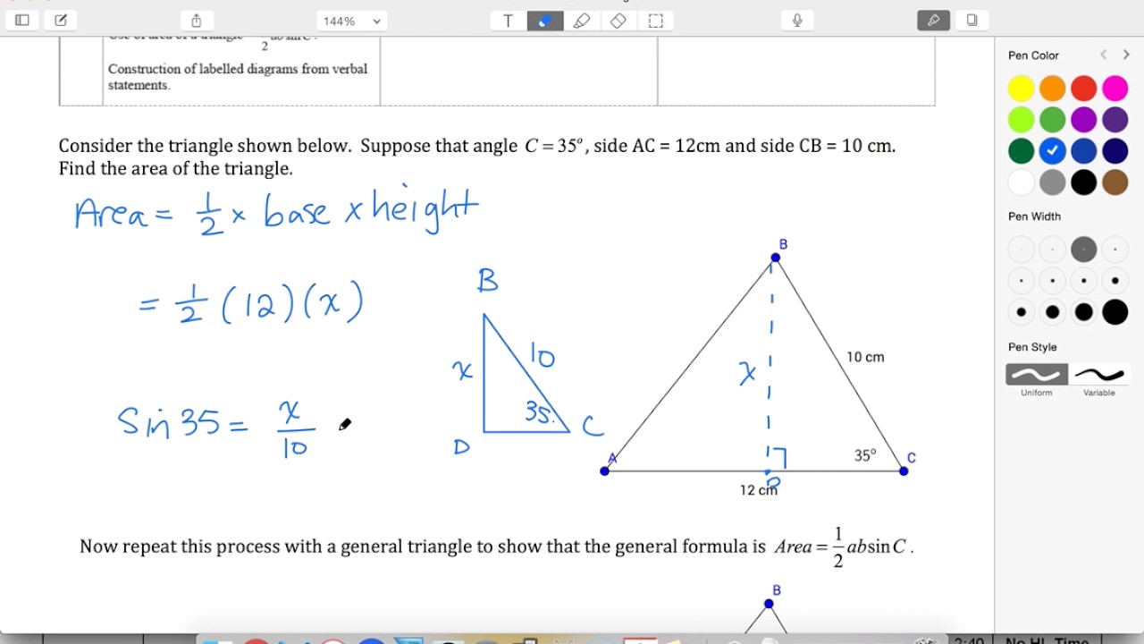 IBST 5.3 Find area of a specific nonright triangle YouTube