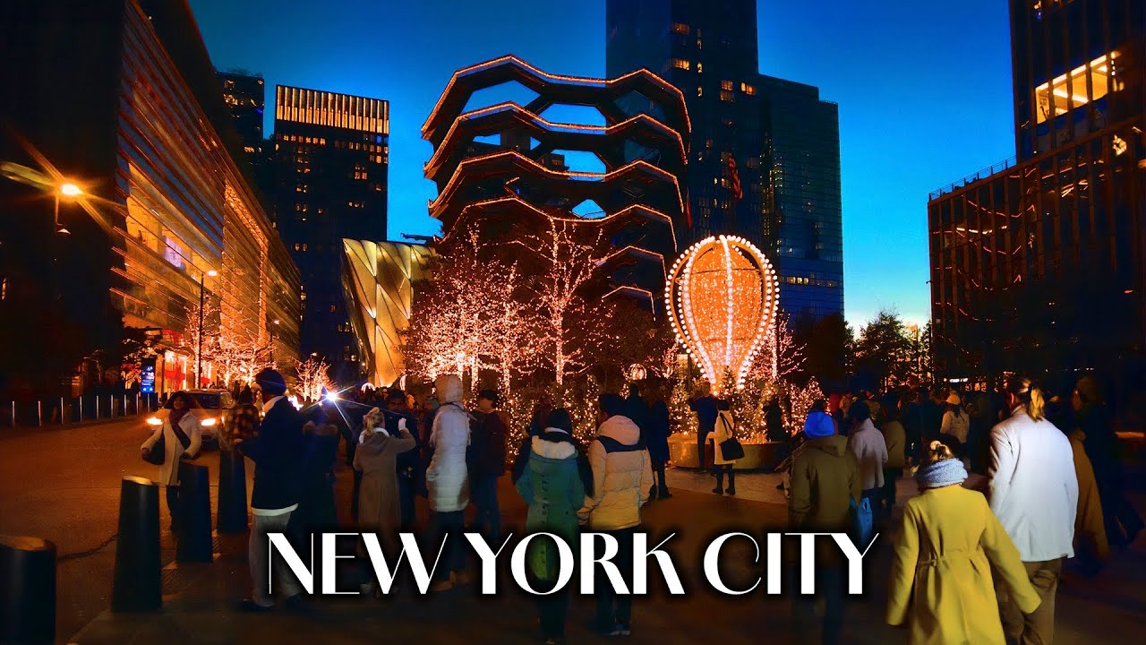 New York, Amerika Serikat | Hudson Yards Lights | Jelajah Kota Sore 4K