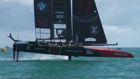 ORACLE TEAM USA Wing-sailing the Great Sound in Bermuda