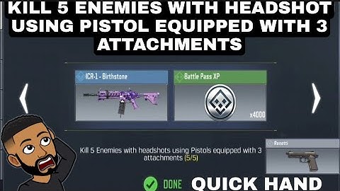 HOW TO KILL 5 ENEMIES WITH HEADSHOT USING PISTOL EQUIPPED WITH 3 ATTACHMENTS IN CALL OF DUTY MOBILE