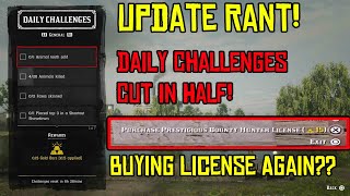 The Worst Update I Have Ever Seen, Daily Challenge Rewards Cut In Half On Red Dead Online, Rant!