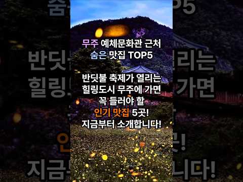 무주 반딧불축제 주변맛집 TOP5 #무주맛집 #무주반딧불축제 #무주여행 #무주어죽 #금강식당 #천지가든 #산들애 #콩수레두부 #전북맛집 #국내여행 #맛집추천 #유튜브쇼츠 #여행맛집