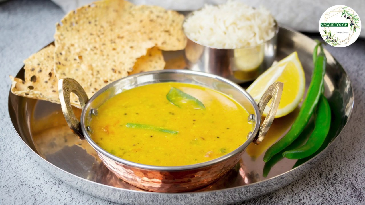 Authentic Sweet, Tangy, and Spicy Gujarati Dal with Rice and Papad