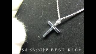 動画付/本物/デビアス/ネックレス/クロス/18ＷＧ/Ｄ0.15ｃｔ