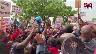 Scenes from Ablekuma Fan Milk as residents protest the deplorable state of roads in the area