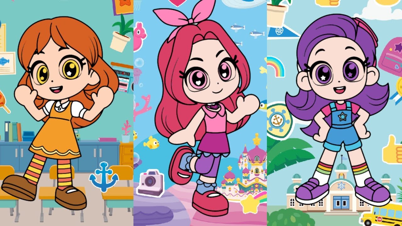 Mewarnai mermaid purple, red, orange dan yellow rainbow bubblegum