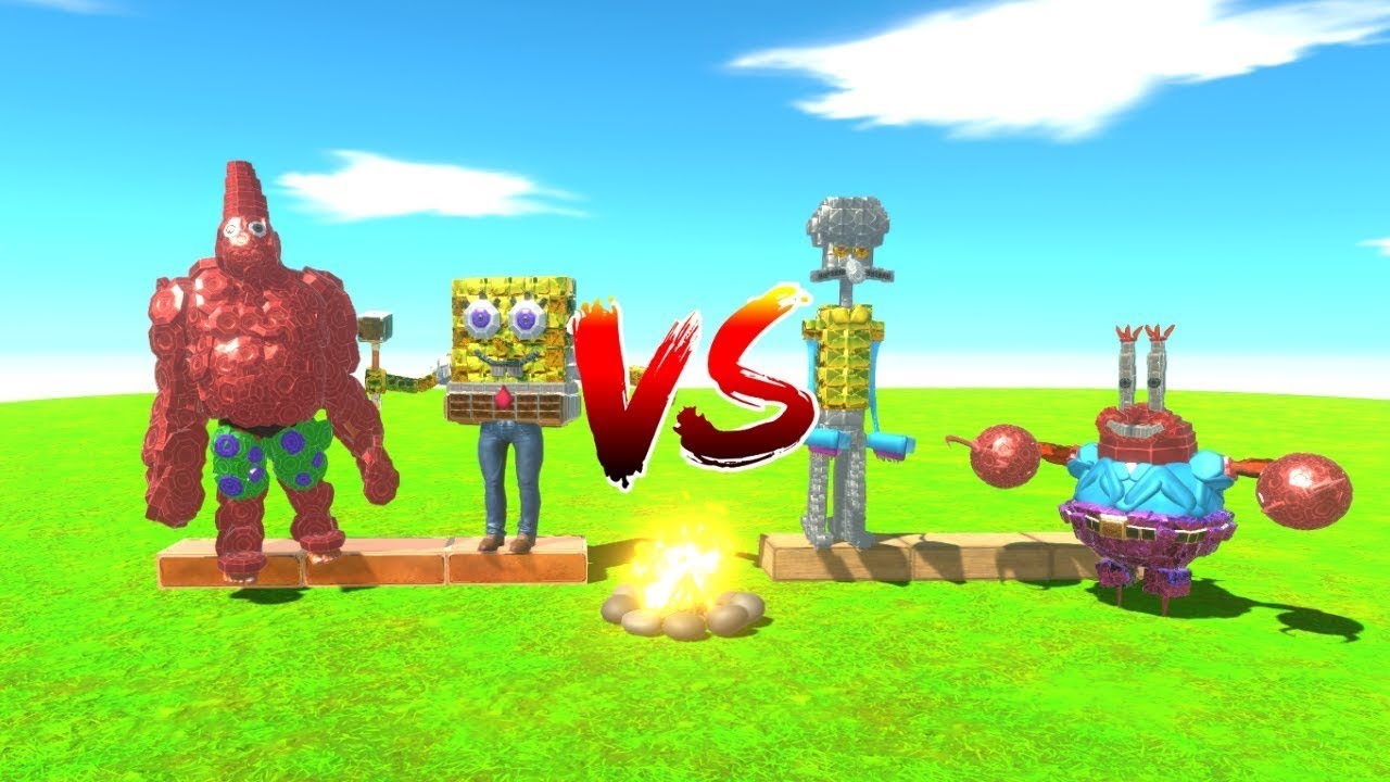 SpongeBob and Patrick VS Mr Krabs and Squidward - Animal Revolt Battle ...