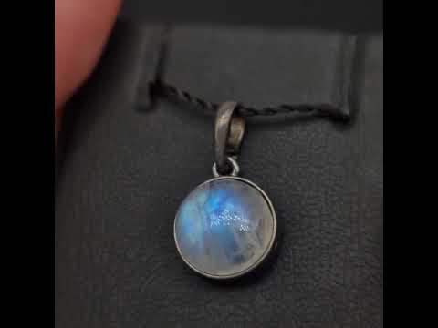 Кулон серебряный с природным лунным камнем, ручная работа, видео 1