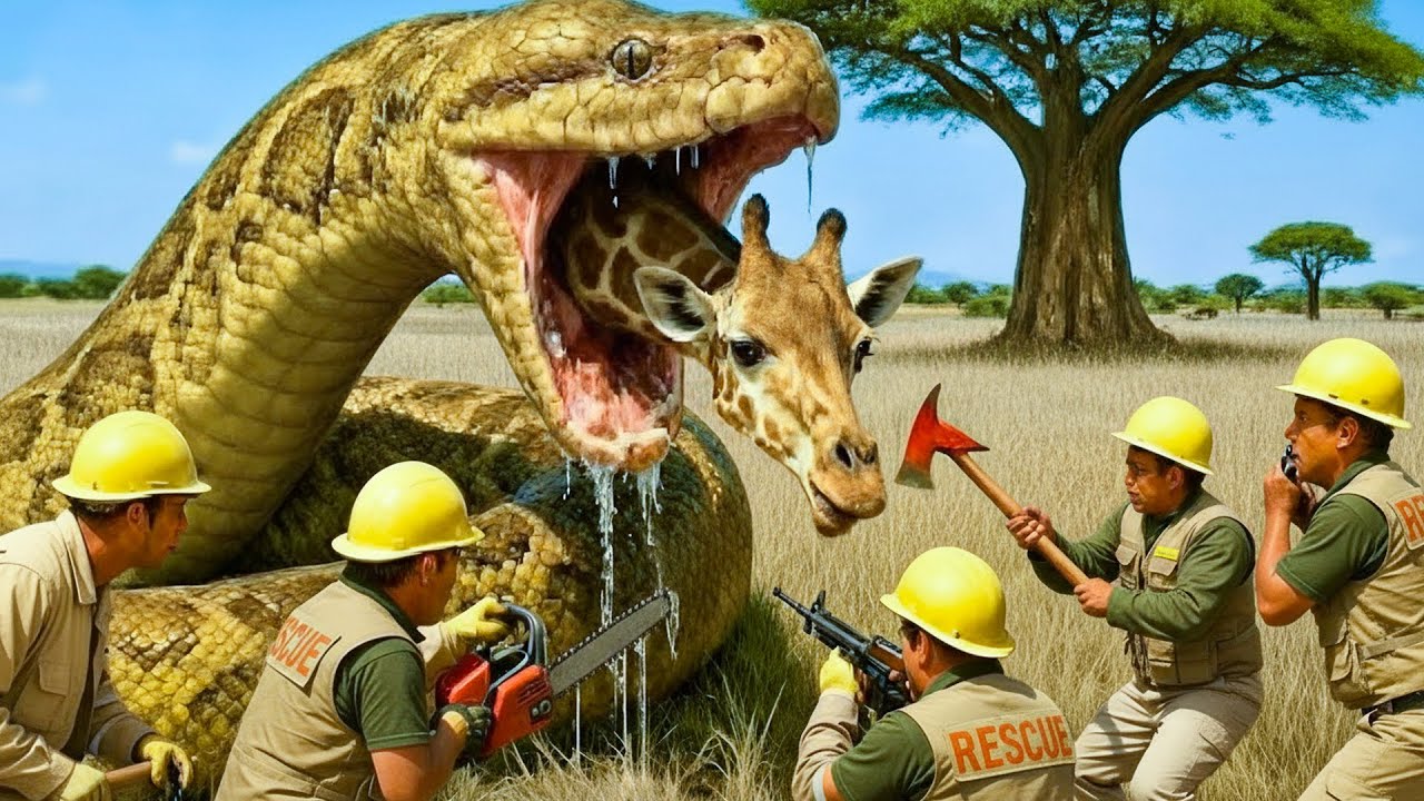 Heroic Rescue Team Saves Helpless Mother Giraffe from Deadly Python ...