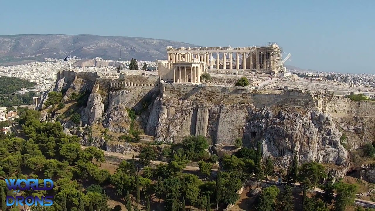 Parthenon Athens Greece temple on the Athenian Acropolis Παρθενώνας Drone Aerial Video   Greece