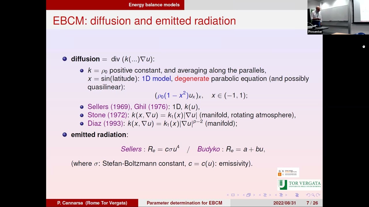 GFDW01 | Prof. Piermarco Cannarsa | Parameter determination for Energy Balance Climate Models with..