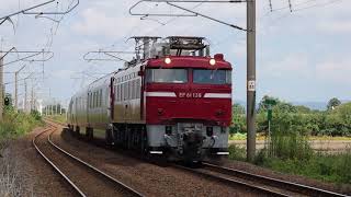 奥羽本線 EF81形+E26系回9830レ「カシオペア紀行」返却回送 撫牛子駅通過 2017年9月3日