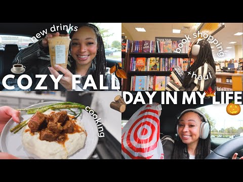 cozy fall day in my life | trying new foods, book shopping, errands & more ☕🍂🧺🧸 | aliyah simone