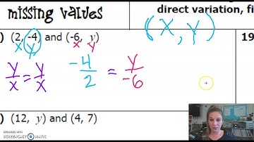Finding Direct Variation Missing Values Part 1