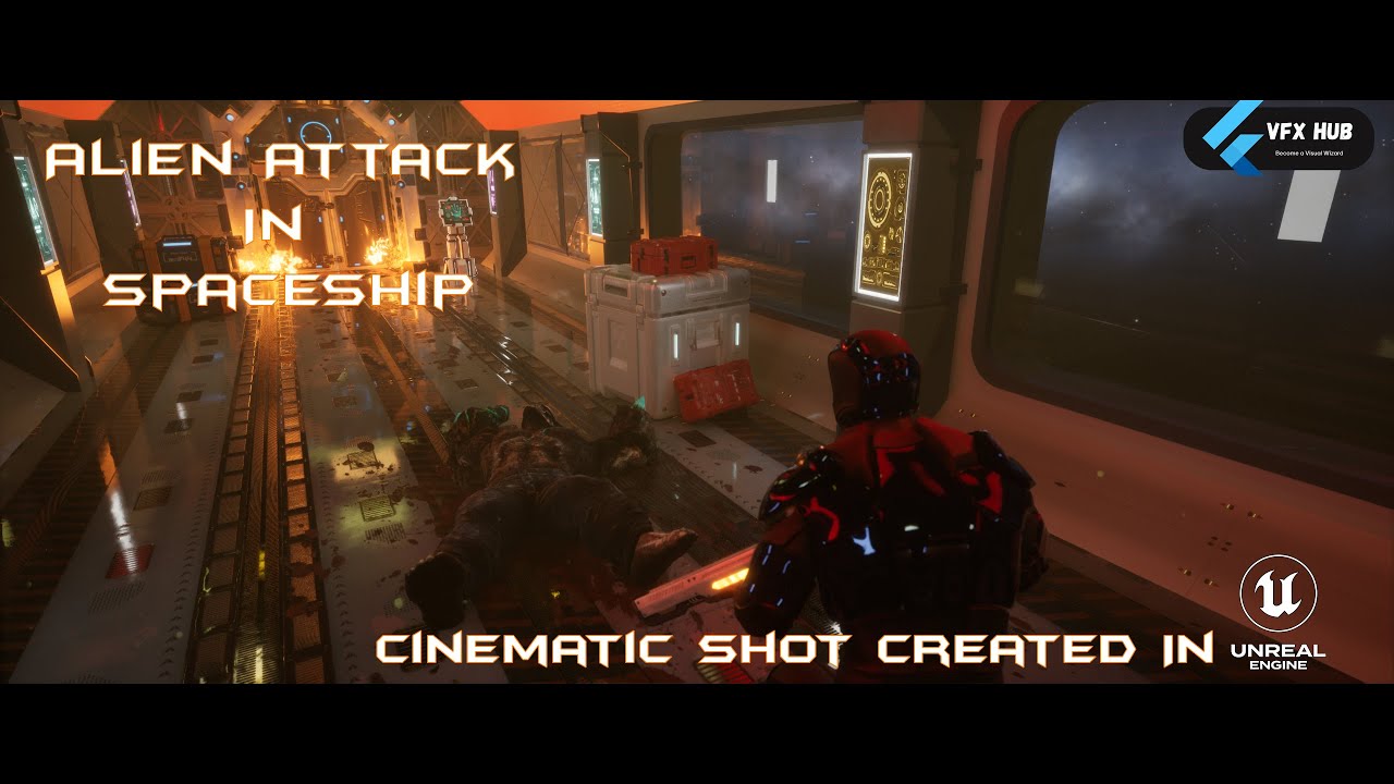 Unreal Engine Cinematic Shot | Alien Attack In Spaceship