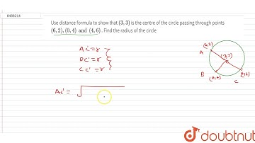 Use distance formula to show that `(3, 3)` is the centre of the circle passing through points
