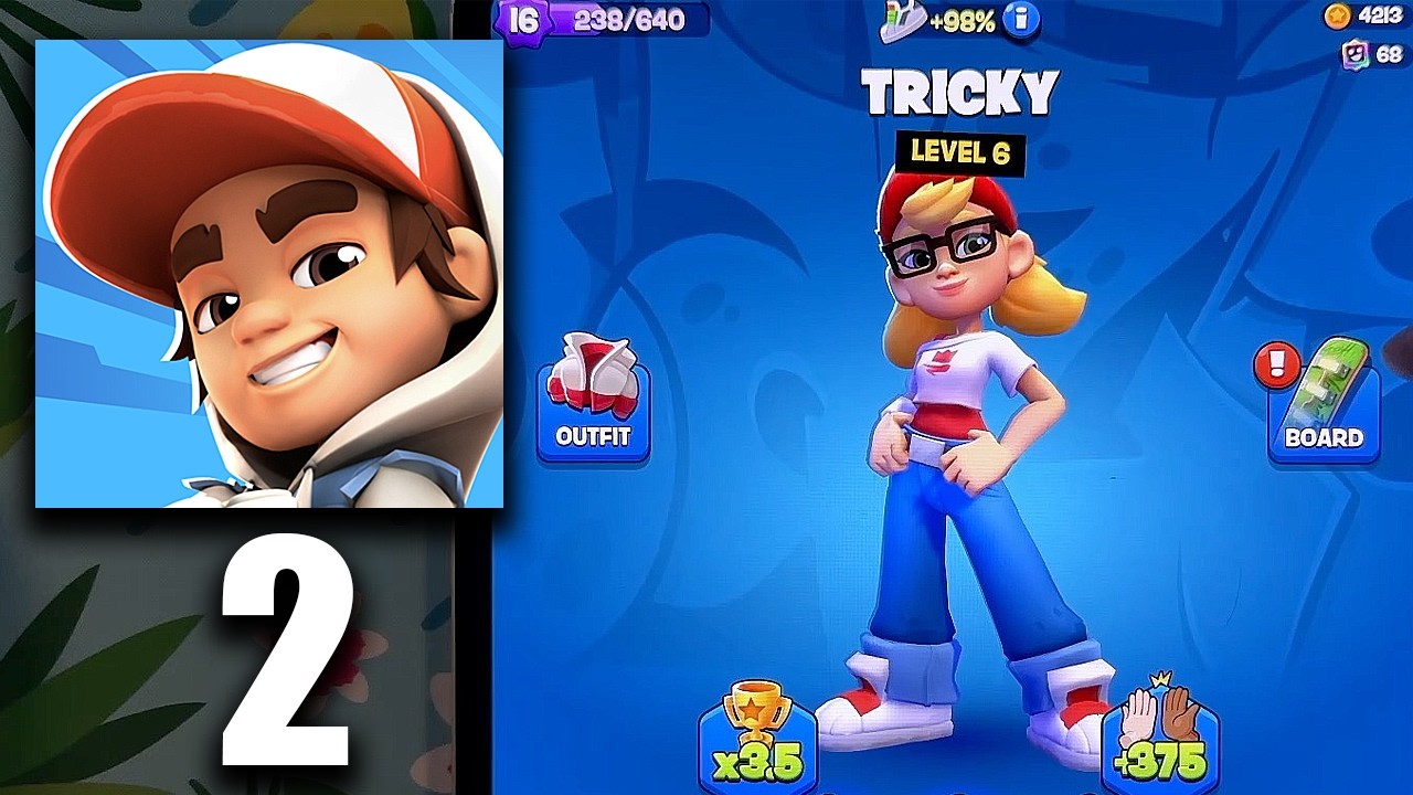 Subway Surfers City - Прохождение игры с использованием хитрого персонажа: рекорды - Геймплей, по...