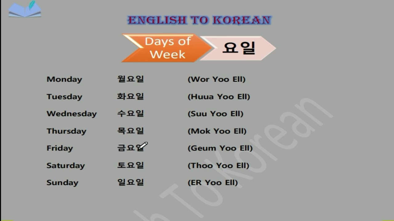 Days of week in Korean