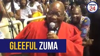 WATCH: Jubilant Zuma sings Umshini Wami at daughter's graduation ceremony