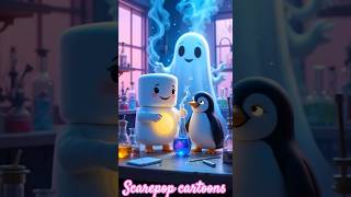 WOW 😱 | Marshmallow & Penguin Funny Experiment Gone Wrong 🐧👻 | Scary Ghost Cartoon | ScarePop#shorts
