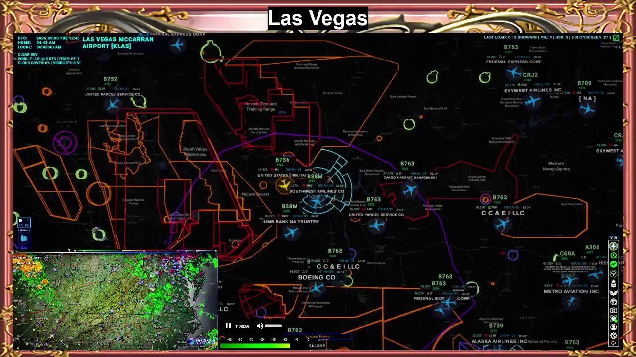 KLAS | SkyGlass Real-Time Air Traffic Radar • LiveATC Audio • Ambient Aviation