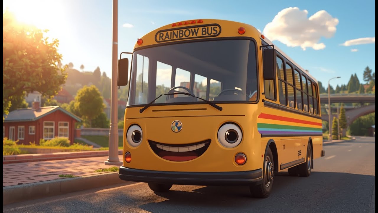 The Rainbow Bus Adventure | Colorful Kids Rhyme | Nursery Rhymes & Songs for Children