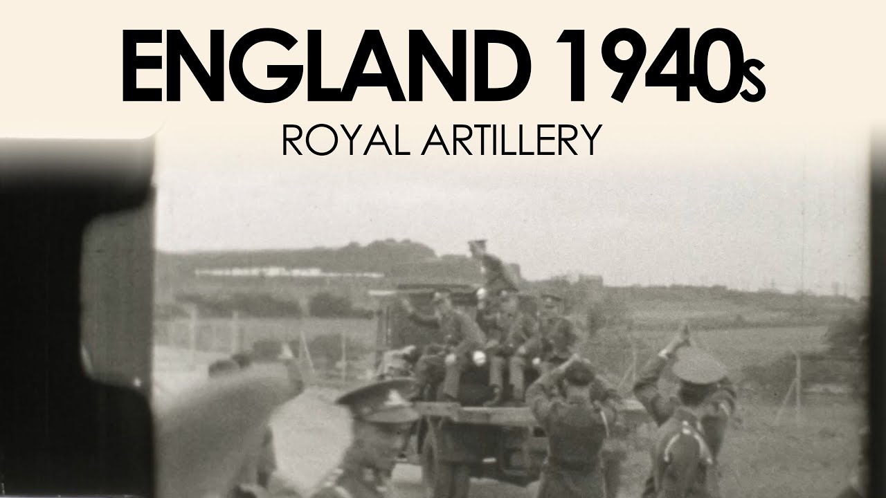 Archive footage of England in the 1940s | Royal Artillery soldiers 8mm home movie film