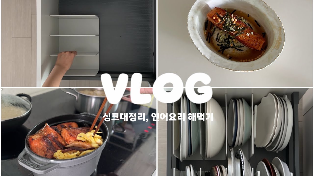 싱크대 서랍정리 🍽️ 혼점-연어 오차즈케 🍵  세탁조청소 | 저녁만들기-연어솥밥 🍲