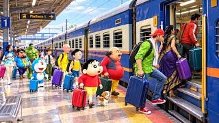 🤔🚆 Jack & Shinchan Nobita, Motu Aur Saare Doston Ko Dadaji Ke Gaon Le Gaye! 😱 Crazy Safar | game 💥🎯 screenshot 1