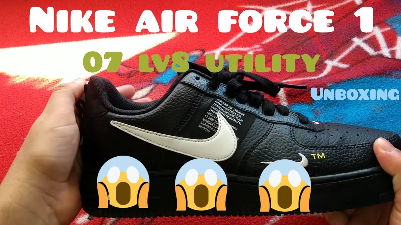 Descubrimiento silueta En consecuencia 😮Unboxing Nike Air Force1 07 Lv8 Utility Negras / Español😮 - YouTube