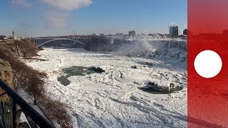Stunning video: Niagara Falls frozen by polar vortex