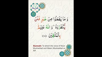 Learn Tajweed of Surah Al-Imran 115 (آيات الحفظ)  سورة العمران -  تعلم التجويد  - Rules + Practice