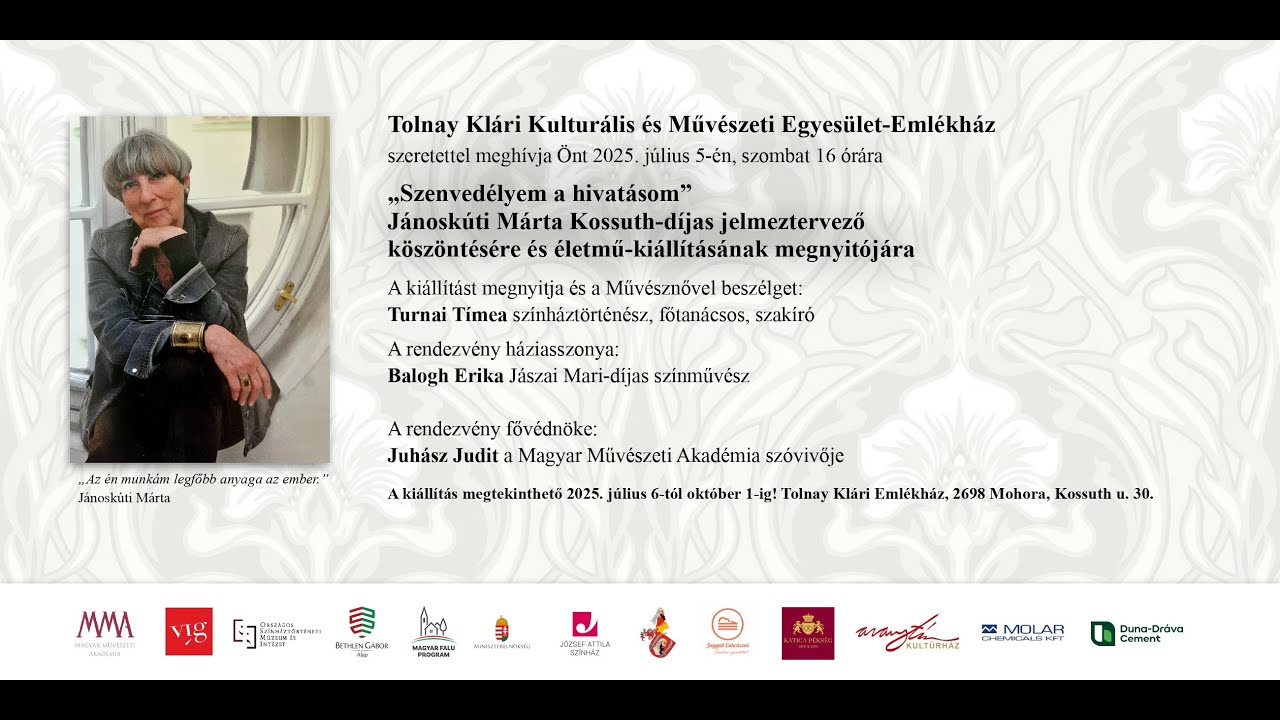 Jánoskúti Márta életmű kiállítás megnyitó. Tolnay Klári Emlékház, Mohora 2025.07.05.