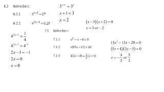 Q7 solve linear and quad equations