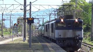 この日もタキ貨車3両でした(^^;)…2日連続…【EF64重連】貨物列車 6088ㇾ南松本→稲沢 / 陽が伸びて明るくなりました!(^^)! 5875ㇾ稲沢→南松本 爽やか信州を‼駆け抜ける機関車達‼