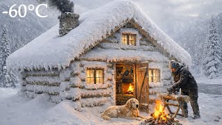 I Survived in a WINTER Forest with my dog in a Log Cabin | Extreme Winter Life Off the Grid