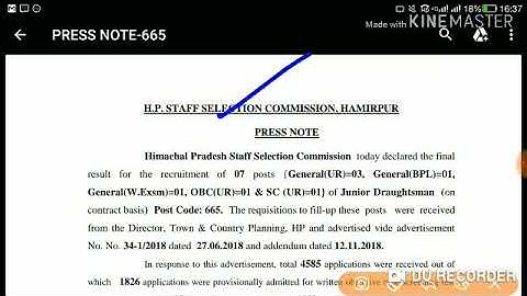 HPSSC Jr. Draughtsman ( Post code - 665 ) Final Result Declared Today | Held on - 23 Dec 2018 |