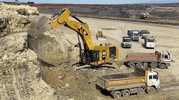 Caterpillar 6015B Excavator Loading Mercedes & MAN Trucks - Sotiriadis/Labrianidis Mining Works