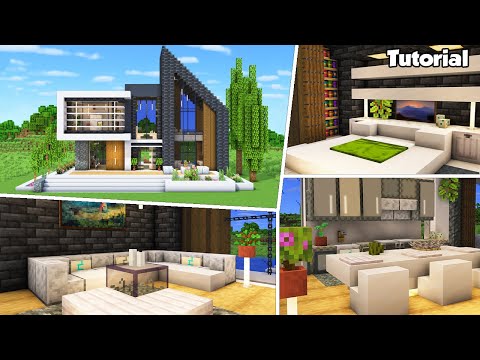 Minecraft: Modern House #88 Interior Tutorial - How to Build - 💡Material List in Description!