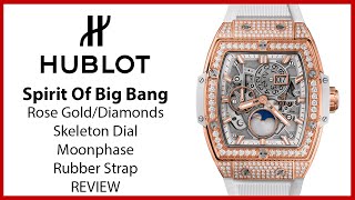 ▶Hublot Spirit Of Big Bang King Gold Skeleton Dial Diamond Bezel Rubber - REVIEW 647.OE.2080.RW.1604
