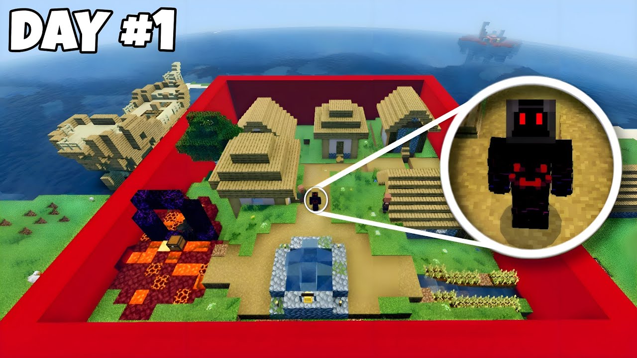 ဒီအနီရောင်တားတဲ့အပြင်ကိုထွက်မရဘူး| Minecraft,But I Can't Leave This Box!