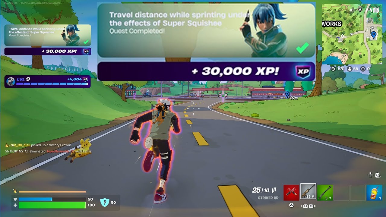 Как ЛЕГКО преодолевать большие расстояния во время бега под воздействием Супер Сквиши в Fortnite ...