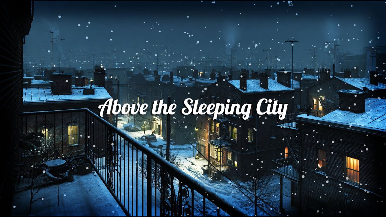 Peaceful Snowy Night Over Sleeping City ❄️ Cozy Urban Winter Scene